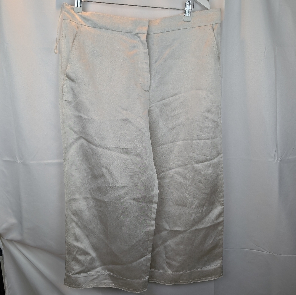 COS Cream Wide-Leg Cropped Pants Size 12 In EUC